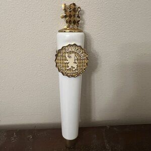 OMMEGANG - HENNEPIN - SAISON - BEER TAP HANDLE (WHITE) LION - Cooperstown, NY